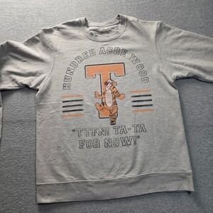 Disney Tigger Hundred Acre Wood TTFN Gray Fleece Sweatshirt Pullover Unisex L